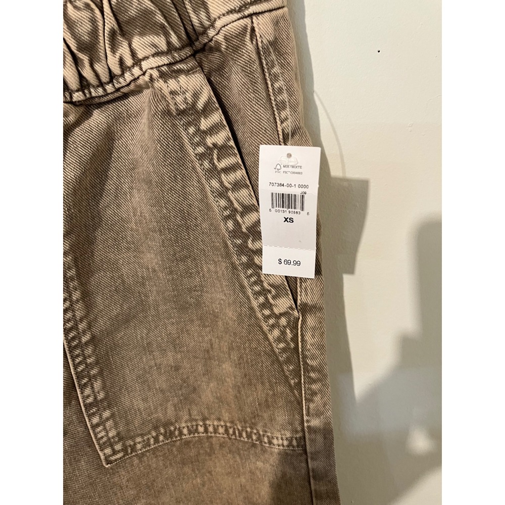 Gap Denim High Rise Wide Leg Pants Womens XS Tan Brown Acid Wash Utility New - Picture 4 of 4